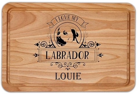 Personalised I Love My Labrador Chopping Board Cheeseboard Puppy Lab Dog Kitchen Accessory