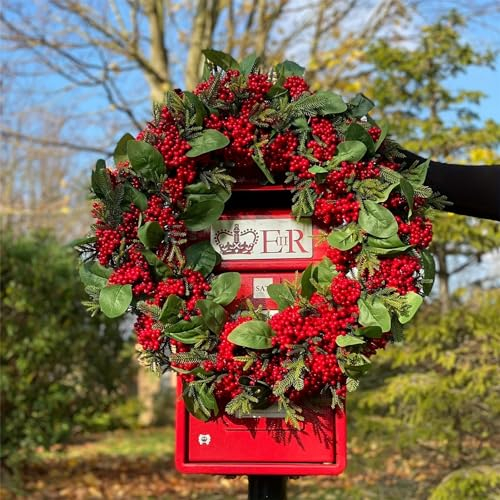 Herfair Türkranz Weihnachten, Kränze Weihnachtskranz Weihnachtsdeko Tür Adventskranz Dekokranz 40cm Weihnachtsdeko für Tür Fenster Decor