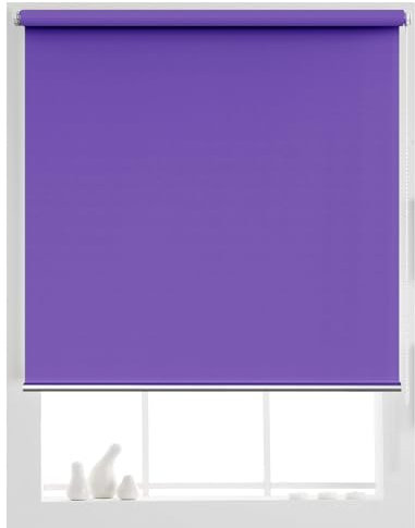 Verdunkelungsrollo Klemmfix 115 x 90 cm Tag-Nacht-Rollo ohne Bohren, Thermo Verdunkelungsrollo, Seitenzugrollo Verdunkelung für Fenster, für Alle Türen und Fenster, Lila