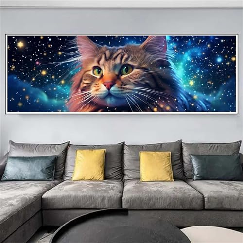 Diamond Painting Erwachsene Groß xxl 50x150cm Katze Diamant Painting Bilder DIY Full Eckige SteineStern Diamant Kunst Malerei Stickerei Kreuzstich Bilder Home wanddekoration I-713