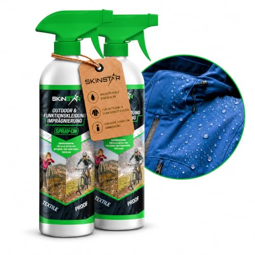 SkinStar Outdoor & Funktionskleidung Imprägnierspray 1L Jacke Regenjacke | Wasser- und schmutzabweisend bei voller Atmungsaktivität, ohne Treibgase, vegan, 2x 500ml, Made in Germany