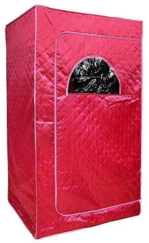 Sauna plegable cabina de calor, Sauna infrarroja portátil, Tienda corporal, Spa personal en casa controlador de temperatura remoto 1000W Función de sincronización (rojo)