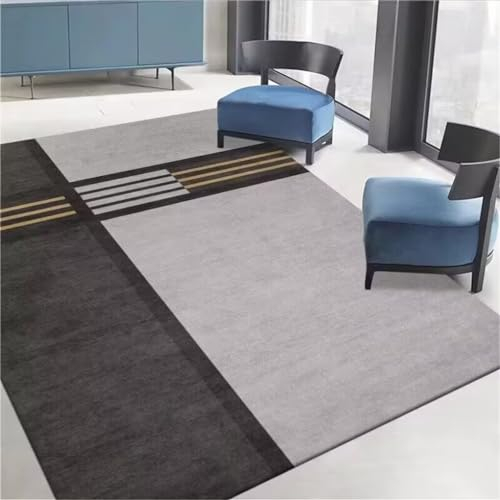 DJHWWD Teppich Nach Mass Kinderzimmer Rutschfester, waschbarer Küchenteppich im modernen, minimalistischen Design 100x160CM grau Zimmer Wohnzimmerteppich
