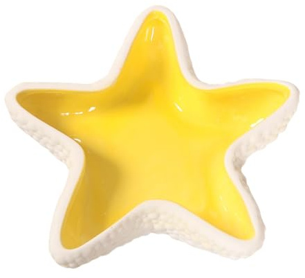 Plato de cerámica con forma de estrella para joyas, bandeja de joyería con forma de estrella de mar, soporte para anillos, aretes estilo océano, plato de almacenamiento, cuenco decorativo para llaves,