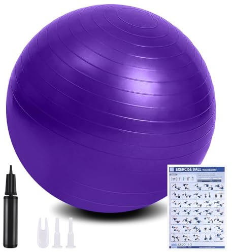 flintronic Gymnastikball mit aufblasbarer Fußpumpe,55cm/65cm Anti-Burst Extra Dicke Yoga-Geburtsschwangerschaft Pilates Core Stärken Sie die Fitness-Gymnastikbälle