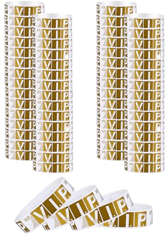 300 stycken VIP-entréarmband, 19 x 250 mm, självhäftande och vattentäta, med VIP-festarmband, festarmband, konserter, nöjesparker, 300 stycken