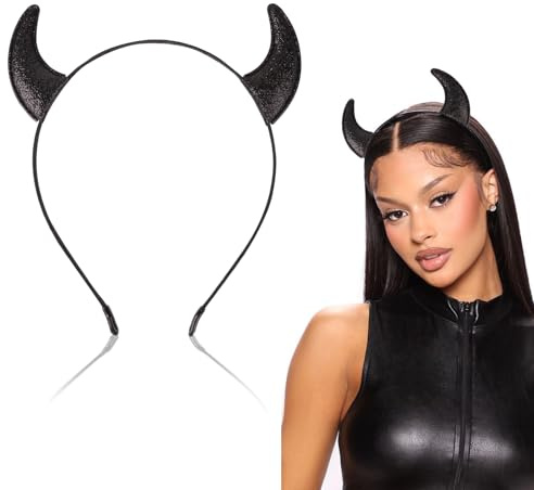 GEBETTER 1Pc Serre-Tête Diable Corne Bandeau Noir Déguisement Accessoire Cheveux Halloween Carnaval pour Femme Homme Enfant