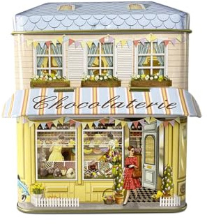 your castle Boîte en forme de maison avec auvent Chocolaterie pour biscuits chocolatés Contenance : 1000 ml Dimensions : 12 x 7,5 x 15 cm