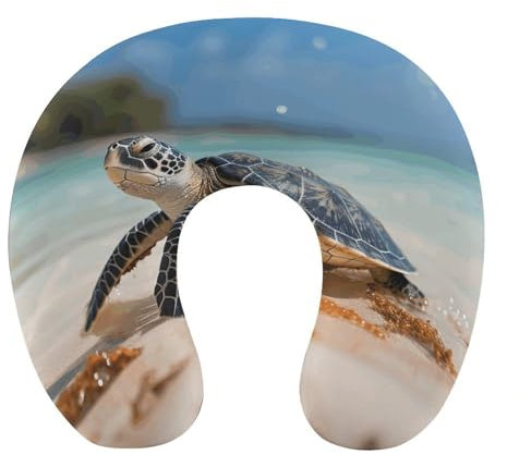 MNBVKL Kissen, Meeresschildkröte am Strand, bedruckte Kissen, Reisekissen, U-förmige Kissen, Universalkissen, Reisekissen