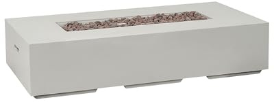 Stilvolle Feuerstelle Leichtbeton/Edelstahl rechteckig helles Grau Pavo II
