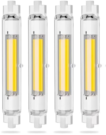 R7S LED 118mm Dimmbar, 30W Glühbirne Ersatz für 300W Halogenlamp, COB Lampen Stab Kaltweiß 6000K 3000LM, Kein Flackern, 360° Abstrahlwinkel, Leuchtmittel, 4 Stück