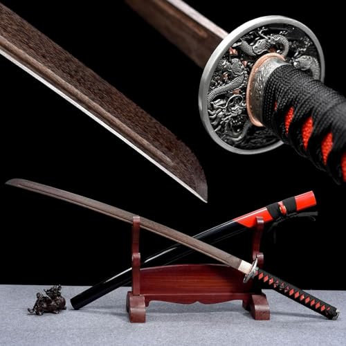 Naturligt rosenträ Samurai svärd, Handgjorda Bokken, Trä Samurai svärd för presenter, Dekoration, Cosplay rekvisita, Festival, Kendo Training-102.5CM