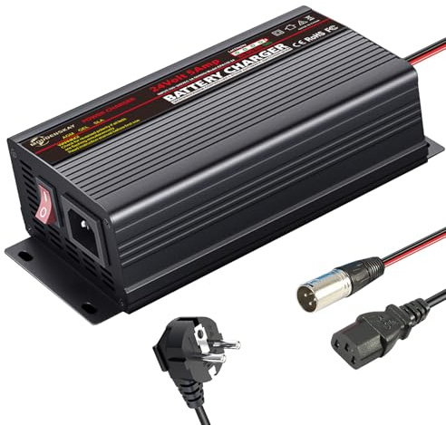 MOUDENSKAY Batterieladegerät 24V 5A Smart Automatic Battery Charger | 3-Pin XLR-Anschluss,Erhaltungsladegerät,Wärmeableitung,für Roller Rollstuhl Auto Motorrad,AGM-Gel-SLA-Blei-Säure-Batterien