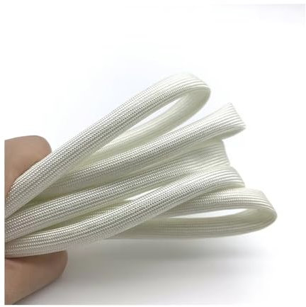 YINLUCK Guaina in Fibra di Vetro 10 M, Diametro 1-50 Mm, Resistente al Calore (600 °C), Guaina Isolante for Cavi, Tubo Intrecciato Bianco for La Protezione dei Cavi(3mm)