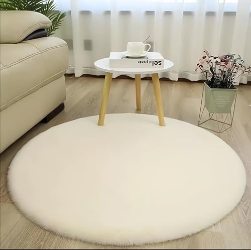 Alfombra de felpa de conejo, adecuada para su uso como alfombra de sala de estar, dormitorio, mesita de noche, tapete para ventana de bahía y tapete de manta de sofá (blanco lechoso, 100)
