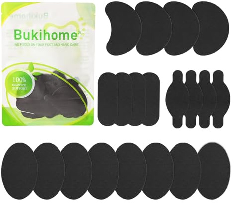 Bukihome Moleskin Pflaster für Füße – Blasenpflaster Hornhautpflaster – Moleskin-Polsterung für Blasen, Schuhe, Zehen, Fersen, flexible Polsterung und Schmerzlinderung (20 Stück, Black)