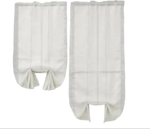 HD BRICO Tende a Pacchetto in Misto Lino, 2 Pannelli con Tasca, Stile Chic, per Camera, Balcone e Finestra (BIANCO, 60X150)