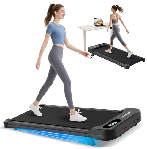 Veathzet Walking Pad mit Steigung 5%, Kompaktes Laufband 1-8KM/H, Laufbänder Unter Desk Mini Treadmill, 2,5HP Leises Lauf mit Fernbedienung und LED Display, 330 lbs Tragkraft für das Homeoffice