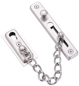 HUVZOR 1 pieza Cadena antirrobo, cerradura de cadena de puerta con tornillos,utilizada para puertas interiores y ventanas de hoteles familiares,plateado cromado cepillado