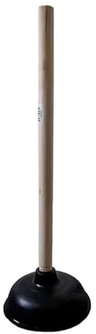 Large Toilet Plunger with 50cm Heavy Duty Long Wooden Handle, 15cm Wide Rubber, Black