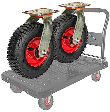 Generisch 2 Schwerlast-Lenkrollen, Luftbereiftes Gummi-Lenkrad, Stoßdämpfung, Transportrolle, Mit Schrauben, Trolley-Räder, Ersatzrad, Mit Kugellager
