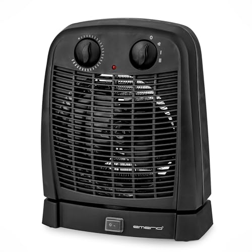 EMERIO FH-111910.2 Fläktvärmare, rum upp till 20 m², 2 000 W, IP21, 2 värmenivåer, justerbar termostat, oscillerande fläktfunktion, tippskydd
