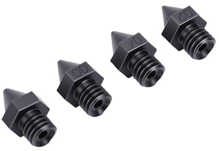 LUCKDANO 4 Stück 3D-Druckerdüse, Extruderdüse aus Gehärtetem Stahl, Ersatz für Raise3D N-Serie Pro2 Pro3 E2, mit Größen 0,2 Mm, 0,4 Mm, 0,6, 0,8 für PLA ABS PETG PTU PP PC