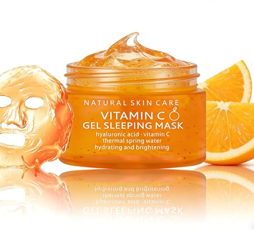 Vitamin C Sleeping Face Mask, Overnight Hydrating Face Mask with Hyaluronic Acid, Moisturising Gel Night Face Mask, Korean Sleeping Mask Skincare for Smooth Radiant Skin, Hydrating Overnight Mask 150g