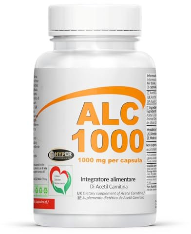 Hyper Acetil L Carnitina 1000 mg 60 CPS - Integratore di Acetyl L Carnitina Produzione di Energia e Favorisce il Metabolismo dei Grassi, Dimagrante Brucia Grassi - Integratori Palestra Pre Workout
