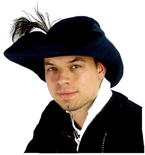 Leonardo Carbone Mittelalter Hut - Unisex Filzhut mit kleiner Feder schwarz