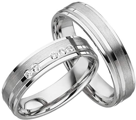 JC Eheringe Verlobungsringe Trauringe Freundschaftsringe Silber 925 Sterling * inkl. GRATIS Etui und Zirkonia Steine S030