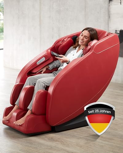WELCON Prestige II 3D Massagesessel Zero Gravity Wärme Rot | Sessel mit Wärmefunktion, Fußmassage, Luftdruckmassage & Bluetooth für Zuhause