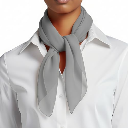 Basic Sense Lightweight Chiffon Square Scarf for Women Retro Neckerchief Bandana & Hair Tie, Grey