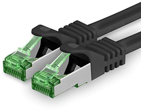 1aTTack.de Câble Réseau Cat7 Cat 7 10 GB/s - 1x 15m - RJ45 Ethernet LAN DSL Routeur Modem - Noir