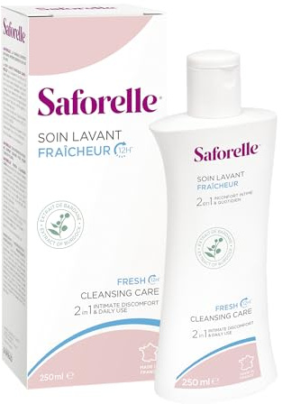 SAFORELLE – Soin Lavant Fraîcheur 250 ml – Gel Intime et Corps à la Bardane – Sensation de Fraîcheur – Peaux sensibles - Formule Douce Sans Savon