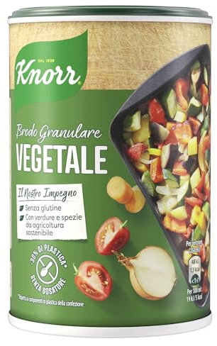 Knorr Brodo Granulare Verdure - Brodo Vegetale Sostenibile, Senza Glutine, Lattosio e Conservanti, Ricco di Sapore, Ideale per Minestrone, Zuppe e Verdure alla Griglia
