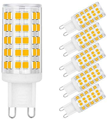 OHLGT G9 LED Bulbs Dimmable 6W (60W Halogen Bulb Equivalent), Warm White 3000K, 110V-130V, 500LM Bi Pin for Home Lighting, 6Packs