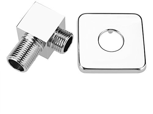 Square Outlet Elbow Outlet Elbow, Solid Brass Shower Outlet Elbow, Chrome Finish Square Hand Shower Outlet Elbow Angle Valve, Concealed Wall-Mounted, for Home Bathroom Hotel
