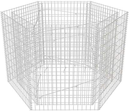 Susany Sechseckiges Gabionen-Hochbeet 160×140×100 cm.Gabionen Hochbeet Sechseckig Gabionen-Pflanzkorb Verzinkter Stahl