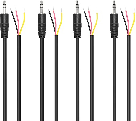 RIIEYOCA Ersatz-3,5-mm-Stecker auf blankes Kabel, offenes Ende, 1/8 Zoll TRS, 3-poliges Stereo-Audiokabel für installierte Audiogeräte oder Reparatur von Kopfhörer-Mikrofonkabeln, 1 m (4 Stück)