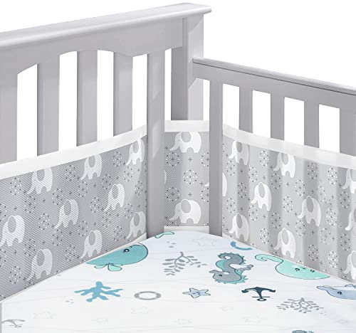 Sunshine smile Bettumrandung Babybett Umrandungen,2 Pack Baby Nestchen Bettumrandung,Atmungsaktive Krippenumrandung,Kopfumrandung Babybett Atmungsaktiver Kollisionsschutz,Nestchen für Kinderbetten