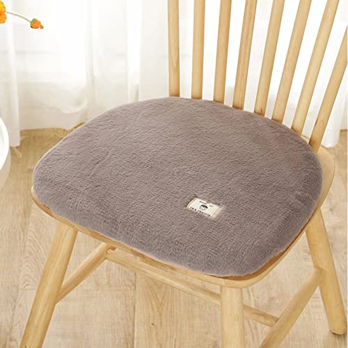 Yadlan Sitzkissen 45x45 4er Set Filz, Stuhlkissen Halbrund mit Schleife, PlüSch Stuhl Sitzpolster Stuhl Indoor, Stuhlauflagen EsszimmerstüHle Oval mit BäNdern, Warm und Weich Sitzauflagen Grau