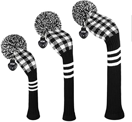 Scott Edward Täcker klubb golf trä överdrag Pom Pom Driver Fairway Hybrid 3-pack set, materialet är akryltråd, designat på ett unikt sätt för att skydda klubbhuvudet