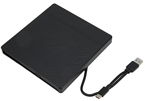 Goshyda unità Dvd Esterna, Masterizzatore CD USB 3.0 Tipo C Lettore CD Dvd Portatile a Doppia Porta, Masterizzatore CD Rom per PC Desktop Portatile Trasferimento 5 Gbps per Win, Vista,