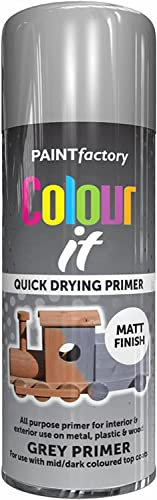 Z&A Grey Primer Spray Paint 400ml - Quick Drying & Long Lasting Matt Finish - Quick Drying Professional Multipurpose Aerosol Cans - Excellent Coverage for Wood, Metal, Plastic, Glass, and More (1)