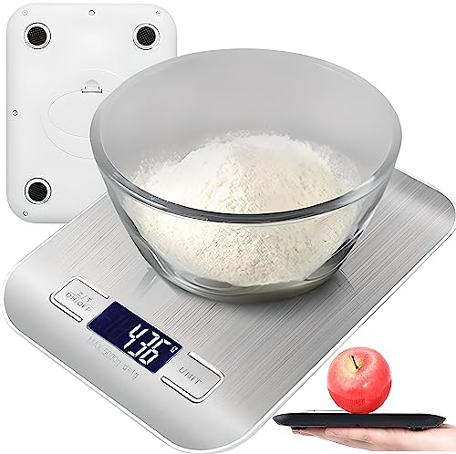 Retoo Báscula de cocina digital, báscula digital de acero inoxidable, capacidad de carga, báscula con fácil lectura, función de apagado automático y tara, medición de líquidos, báscula doméstica