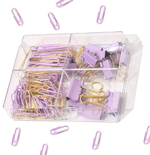 CuiCanfla Stiftar,Metallpappersklämmor, Kontorstillbehör Clips, Plastfodral, 155 stycken Office Papper Set för papper, skola, Kontorsmaterial