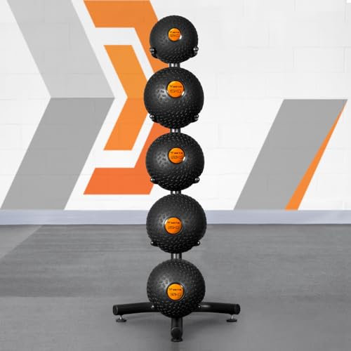 METIS Fitness Slam Ball - 3kg bis 30kg | Medizinball mit geringer Sprungkraft – Krafttraining (Schweres Set (12kg - 30kg) + 1 Gestell)