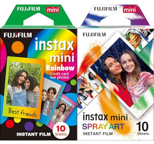 Fujifilm Instax Mini Rainbow - Película instantánea & Fujifilm Película instantánea Mini Film Spray Art, 10 Fotos