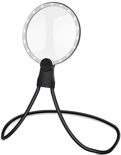 5X Hände-freie Lupe zum Umhängen,3-in-1 Tischlupe, Handlupe und Halsband-Freisprechlupe,Vergrößerungsglas für Senioren,Lesehilfe für kleine Drucke,Low Vision Senioren mit alternden Augen